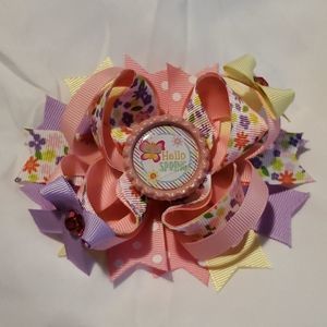 4.5 INCH "HELLO SPRING" HAIRBOW